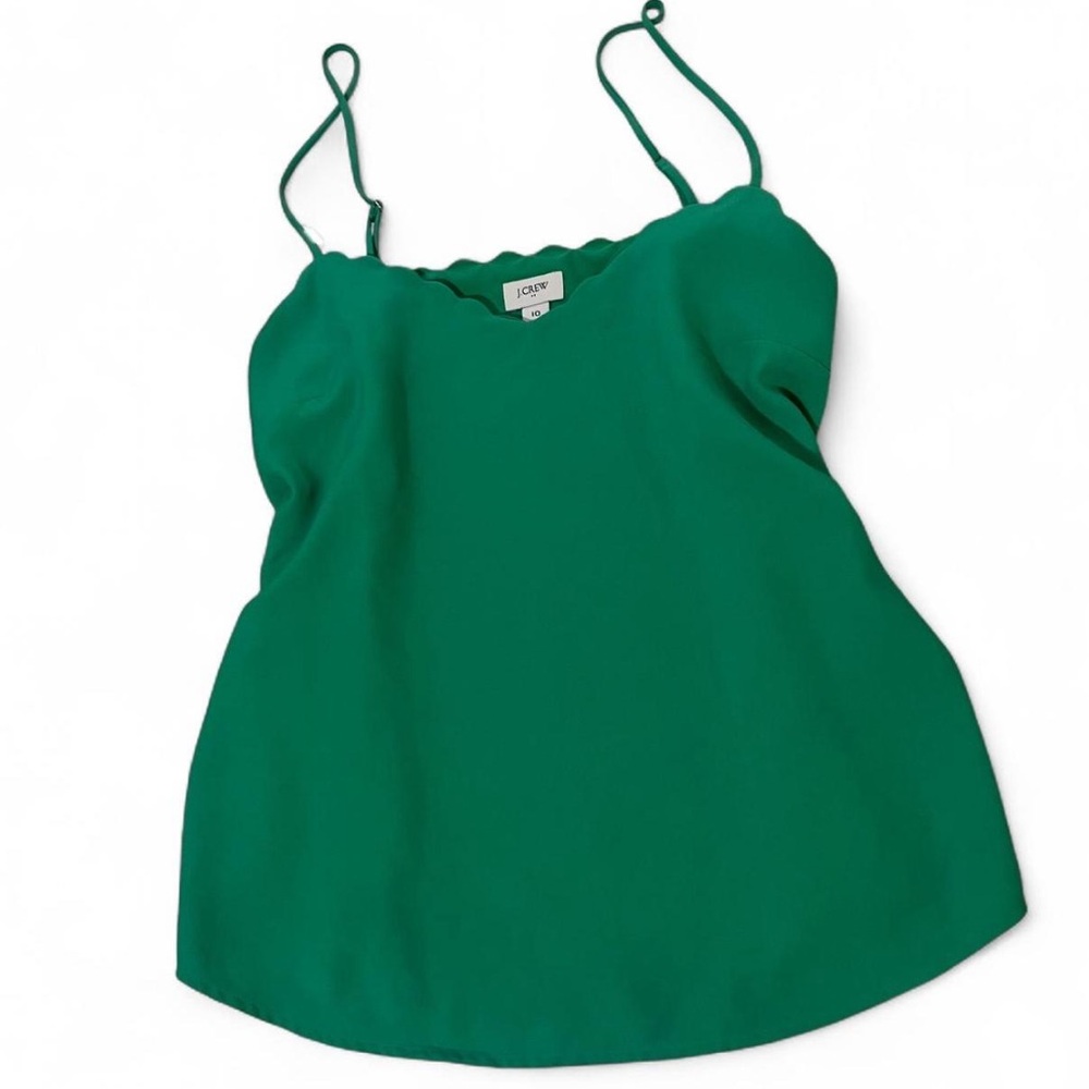 J. Crew green Scalloped Camisole Tank Top sz 10